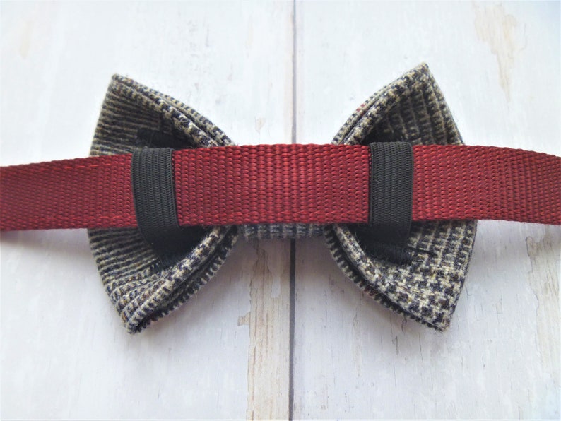 Prince of Wales check wool dog bow tie