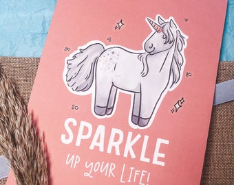 Horse Girl Poster | Affirmation | Illustration unicorn | Wall decoration for the children's room | Mural Pink | decoration children