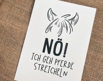 Postcard Horse | Horse motif "Nope, I'm going to pet horses" | horse girl gift | pony love