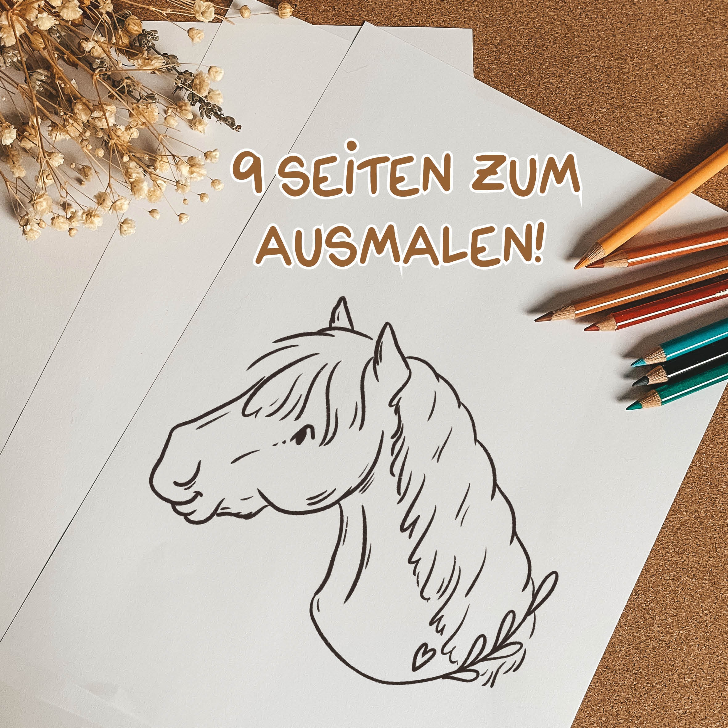 Coloring Pages Pony and Horse | Nine Motifs | Coloring coloring pages children girls | Download to print