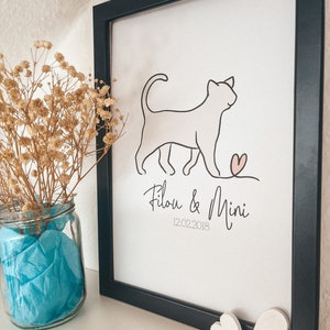 Customizable Cat Lover Poster Pastel Line Art Illustration A4 Size image 3