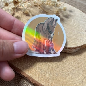 Pferde Sticker Holo | holografischer Aufkleber | Glücksbringer Pony | Scrapbook Sticker mit Holofolie | süße Illustration 5x5 cm