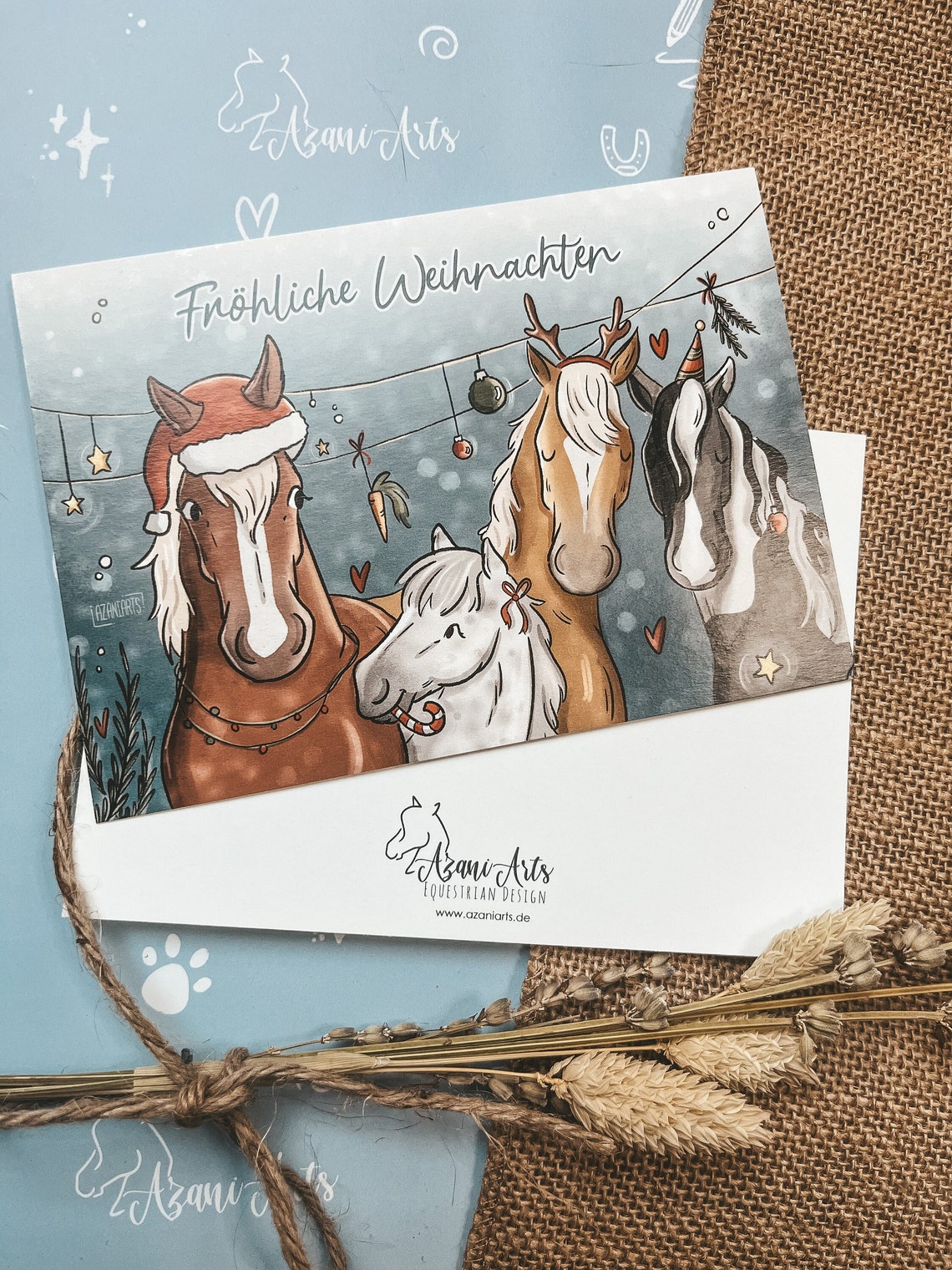 Weihnachtskarte Mit Pferd – 145x145 Mm, 350g/m² Papier, Mit Umschlag, Umweltfreundlich