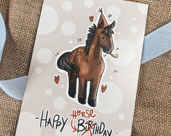 Funny Horse Birthday Card - Funny Surprise for Horse Lovers - A6 Size