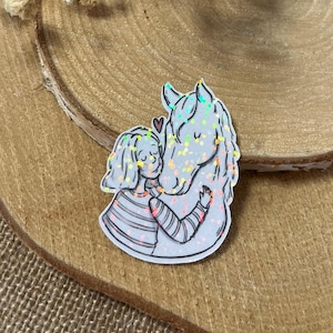 Pferde Sticker Glitzer | glitzernder Aufkleber | Scrapbook Sticker mit Glitzerfolie | süße Illustration 5x4 cm