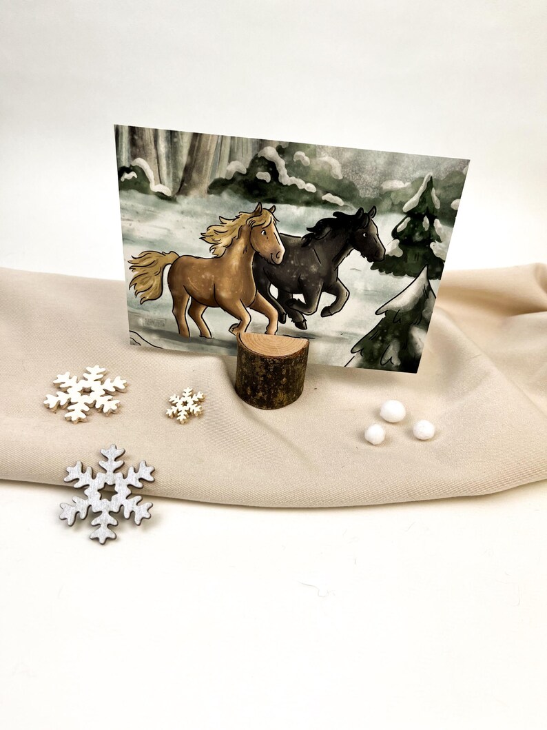 Weihnachtskarte Mit Pferd – 145x145 Mm, 350g/m² Papier, Mit Umschlag, Umweltfreundlich