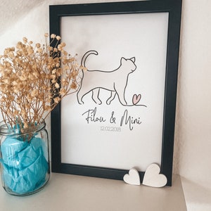 Customizable Cat Lover Poster Pastel Line Art Illustration A4 Size image 6