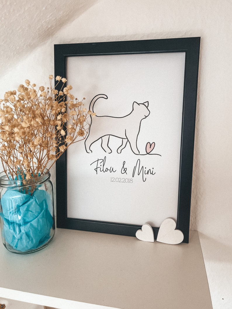 Customizable Cat Lover Poster Pastel Line Art Illustration A4 Size image 6