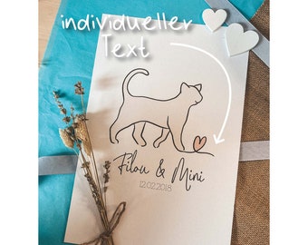 Customizable Cat Lover Poster - Pastel Line Art Illustration - A4 Size