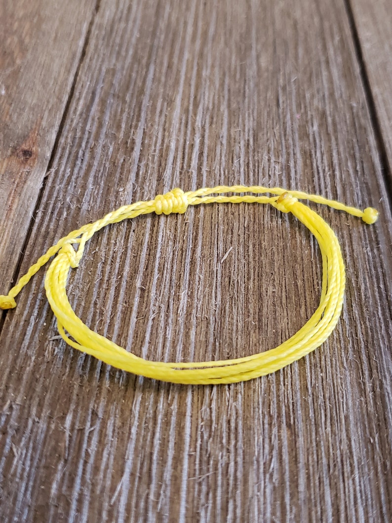 Stackable String Bracelet | Adjustable, Waterproof | Yellow Polyester Waxed Cord image 1