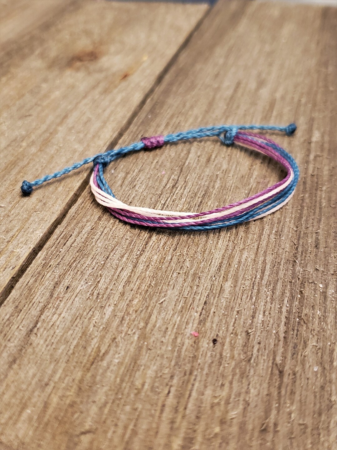 Stackable String Bracelet Adjustable, Waterproof Plum/blush/teal