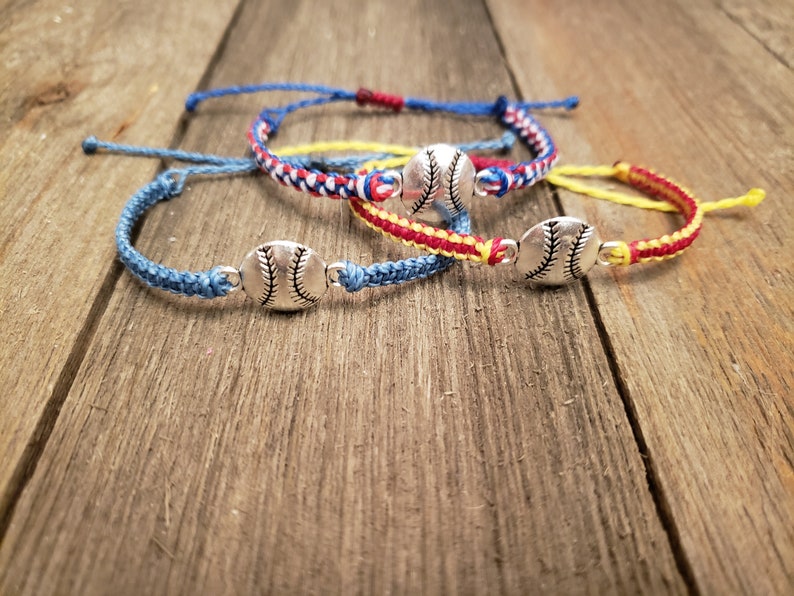 Customize Softball/Baseball Charm Braided Stackable Bracelet Etsy