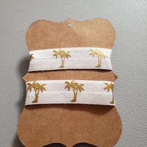 Elastic Sleeve Holders | Plastic Snaps Closure | Cream Palm Tree Ribbon | Team Gift