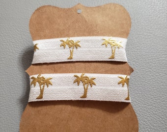 Elastic Sleeve Holders | Plastic Snaps Closure | Cream Palm Tree Ribbon | Team Gift