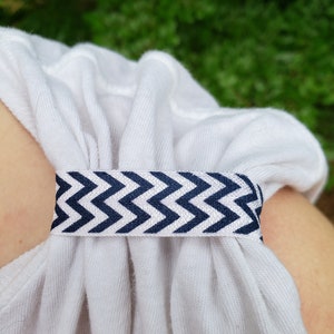 Elastic Sleeve Holders | Plastic Snaps Closure |  Ribbon |  Navy Blue Chevron Ribbon | Team Gift