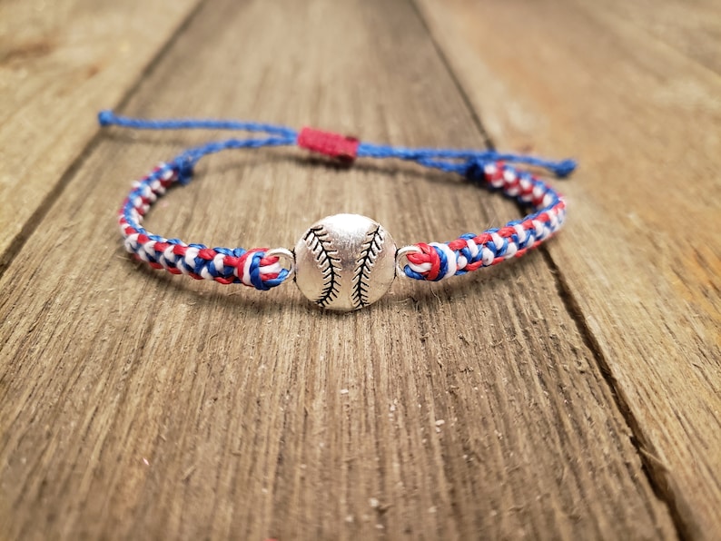 Customize Softball/baseball Charm Braided Stackable Bracelet Etsy