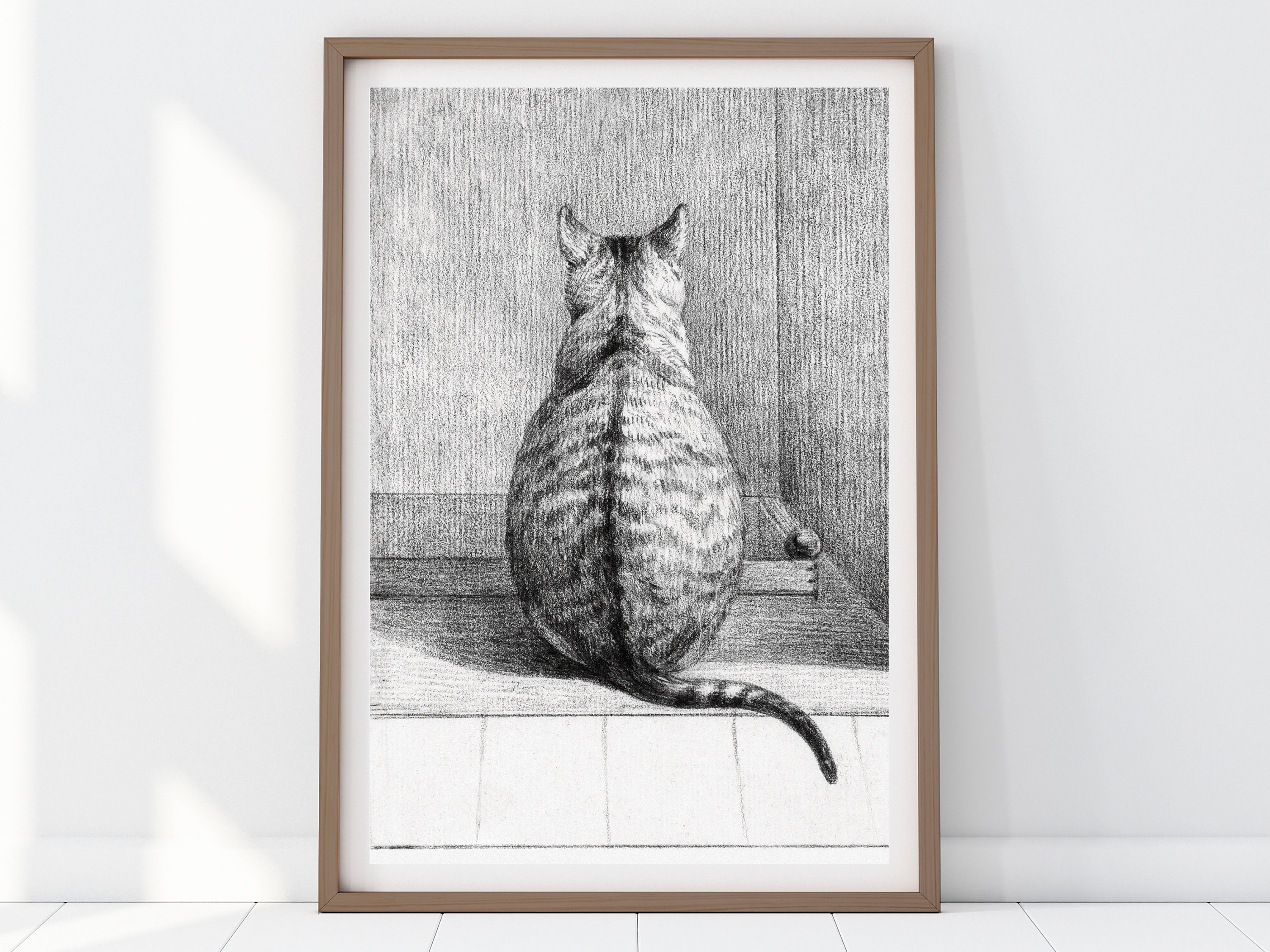 Vintage Katzen Zeichnung | Schwarz-weiße Katze Wandkunst | Katzen Skizze |  Haustier Porträt Skizze | Vintage Katzen Poster | Katze Geschenke |  DRUCKBARE Art 276 - Etsy Österreich, image size:3000x2250
