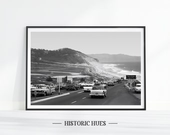 San Diego Print, Vintage San Diego Wall Art, San Diego Photography, Black and White, San Diego Skyline, California Print, Vintage Print
