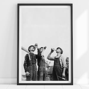 Vintage Beer Print, Black and White Wall Art, Home Bar Print, Vintage Photo, Drinking Beer Print, Man Cave Decor, Beer Poster, Brewery Art