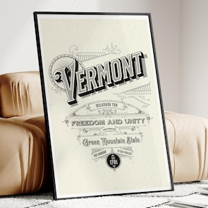 Impression du Vermont, affiche vintage du Vermont, impression d'art du Vermont, art mural du Vermont, Art du Vermont, affiche de voyage du Vermont, décoration du Vermont, cadeau Vermont