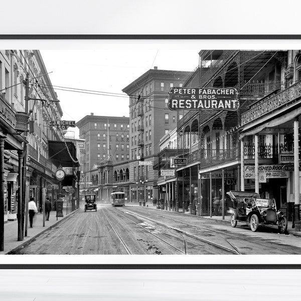 Vintage New Orleans Print, 1910, New Orleans Wall Art, Black and White Photo, New Orleans Art, New Orleans Poster, New Orleans Decor, Canal