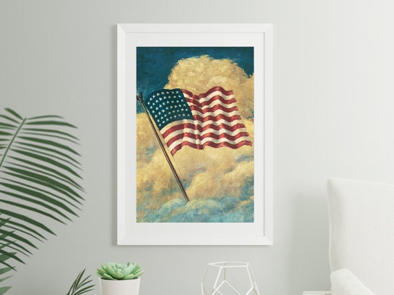 Tableau Toile Déco Murale 120x80 Cm - Drapeau Amérique Patriotique - Multicolore - Neuf - ARTTOR