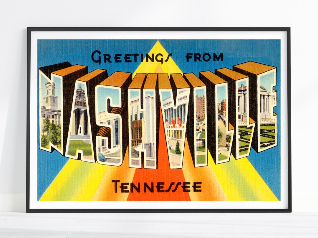 Vintage Nashville Print, Tennessee Print, Retro Nashville Decor