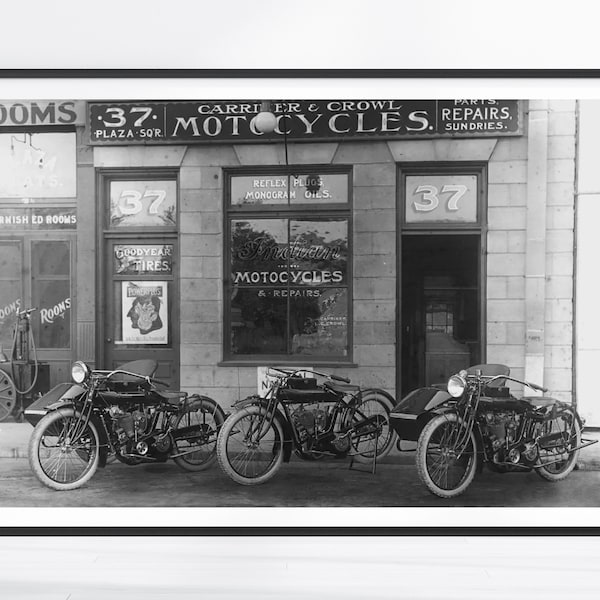 Vintage Motorcycle Print, Indian Motorcycle Print, Motorcycle Wall Art, Black and White Photography, Motorcycle Gifts, Biker Gifts, Garage