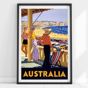 Impresión de Australia, Cartel de viaje de Australia, Arte de pared vintage, Cartel de Australia, Arte de la pared de Australia, Arte de Australia, Regalo de Australia, Impresión retro