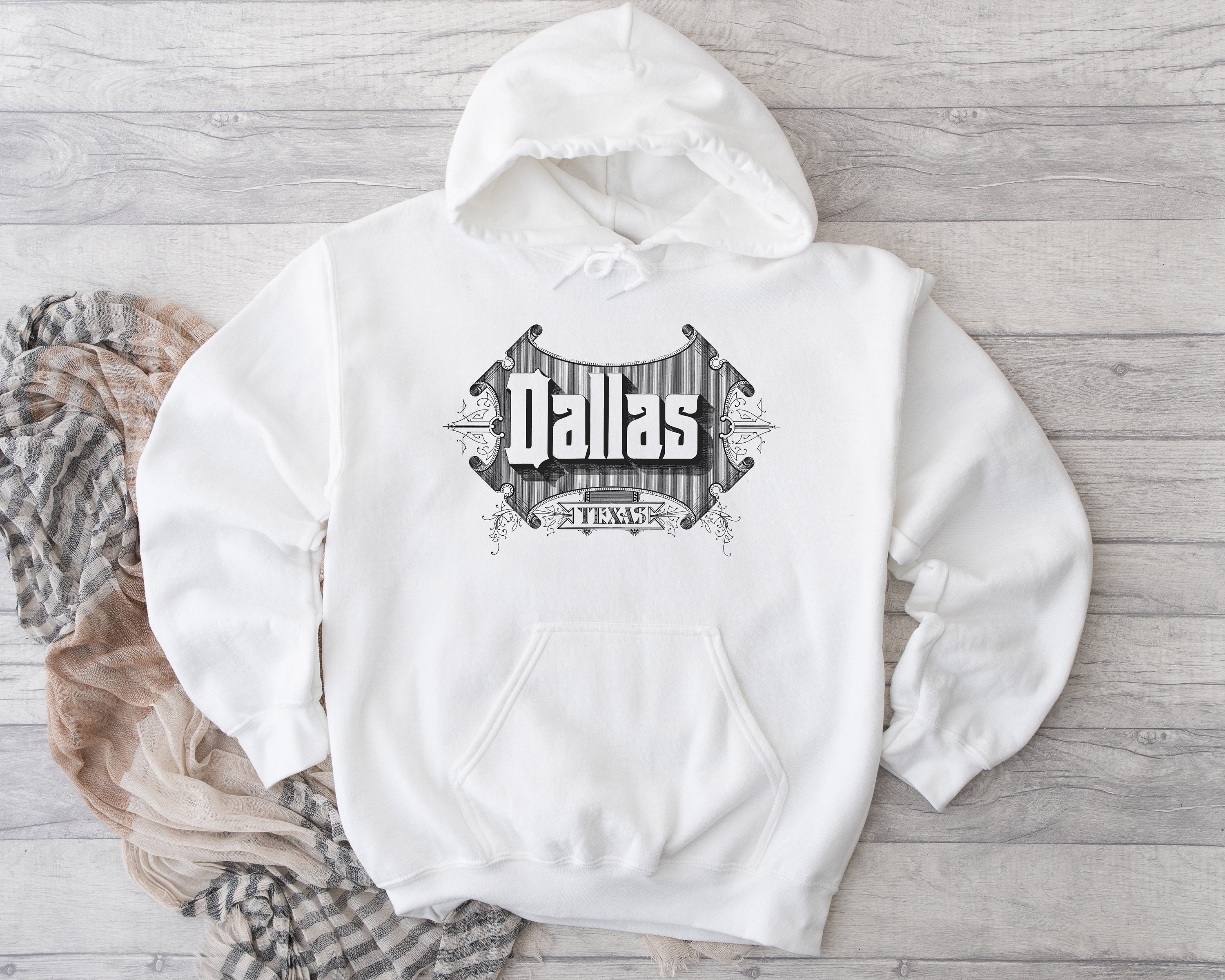 Dallas Hoodie, Vintage Style Unisex Hoodie, Dallas