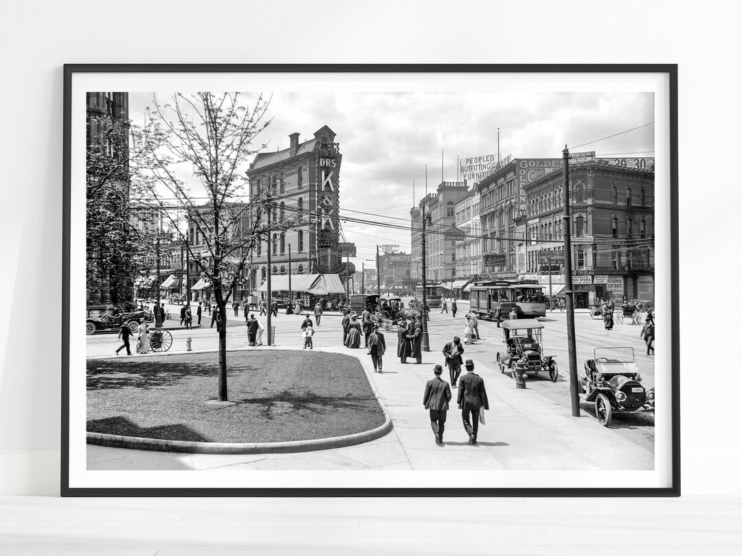 Vintage Detroit Print, Detroit Wall Art, Detroit Poster, Detroit Art