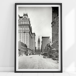 Vintage Philadelphia Print, 1905 Philadelphia Wall Art, Philadelphia Poster, Philly Art, Philadelphia Art, Black and White Art, Philly Gifts