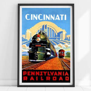 Cincinnati Print, Cincinnati Travel Poster, Vintage Wall Art, Cincinnati Poster, Cincinnati Wall Art, Cincinnati Art, Ohio Print, Ohio Gift