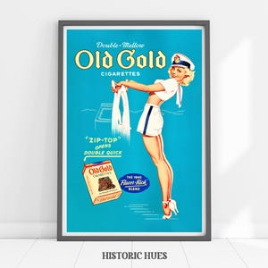 Póster de cigarrillos vintage, arte mural de cigarrillos, póster de fumar, impresión de cigarrillos, humor, decoración del hogar, arte mural de oro viejo, descarga digital