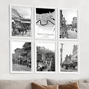 New Orleans Drucke, New Orleans Wandkunst, Schwarzweiß Kunst, New Orleans Poster, Vintage Cincinnati Drucke, New Orleans Karte, Louisiana Kunst