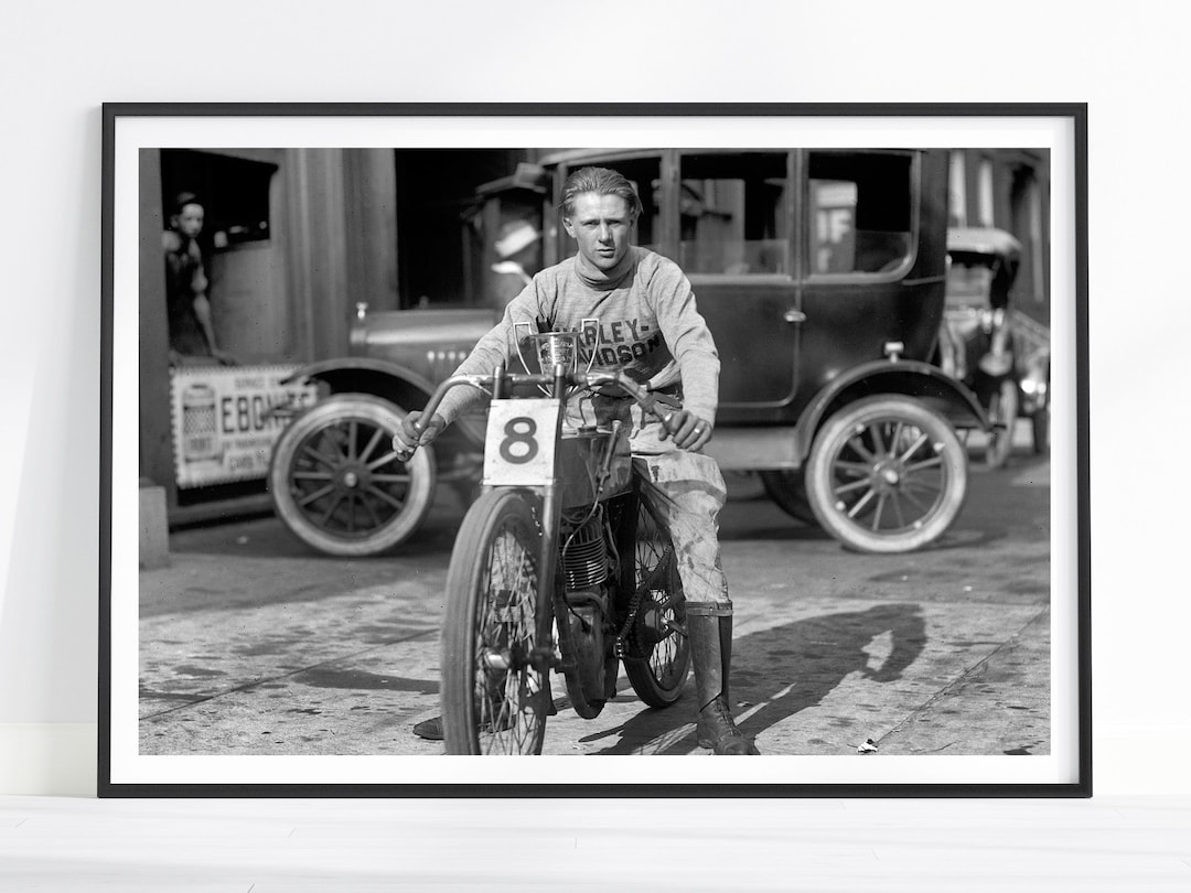 Vintage Motorcycle Print, Motorcycle Wall Art, Black and White