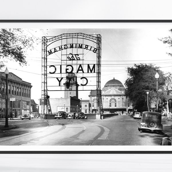 Vintage Birmingham Print, Birmingham Print, Birmingham Art, Black and White, Birmingham Poster, Alabama Wall Art, Alabama Print, Magic City