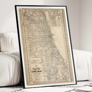 Carte de Chicago, Chicago vintage, carte de Chicago Illinois, impression de carte de Chicago, impression de Chicago, carte de l'Illinois, Chicago Illinois, carte vintage, plan de la ville