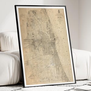 Carte de Chicago, carte ancienne de Chicago, impression de Chicago vintage, carte de l'Illinois de Chicago, carte murale de Chicago, art mural de Chicago, affiche de carte de Chicago