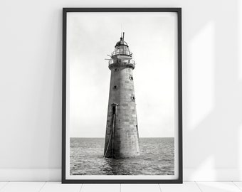 Vintage Lighthouse Print, Lighthouse Wall Art, Black and White Art, Coastal Farmhouse Print, Nautical Wall Art, Coastal Wall Art, Ocean Art