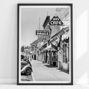 Vintage Cafe Print, Coffee Poster, Coffee Shop Print, Sidewalk Cafe Print, Coffee Print, 1950's Wall Decor, Coffee Decor, Coffee Bar Print