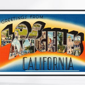 Impressão vintage de Los Angeles, pôster de Los Angeles, arte de parede de Los Angeles, presente de Los Angeles, impressão da Califórnia, arte de Los Angeles, tela, decoração de LA
