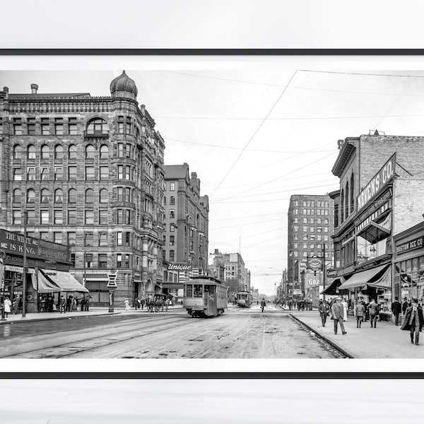 Vintage Minneapolis Print, Minneapolis Poster, Minneapolis Wall Art, Minneapolis Art, Minneapolis Skyline, Black and White, Minnesota Print