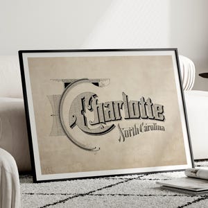 Charlotte Print, Vintage Charlotte Poster, Charlotte Art Print, Charlotte Wall Art, Charlotte Art, Charlotte Travel Poster, Charlotte NC