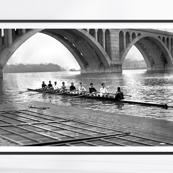 Vintage Rowing Photography, Black and White Print, Vintage Rowing Print, Sports Wall Art, Rowing Team Crew Print, Rowing Poster, Rowing Gift