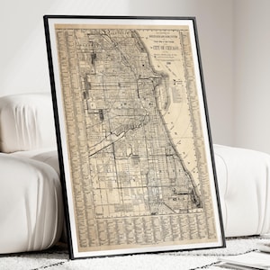 Carte de Chicago, Chicago vintage, carte de Chicago Illinois, impression de carte de Chicago, carte de l'Illinois, impression de carte des États-Unis, Chicago Illinois, carte vintage