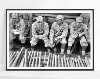 Vintage Baseball Print, 1916 Babe Ruth Print, Baseball Wall Art, Babe Ruth Poster, Man Cave Wall Art, Black and White Art, Baseball Gifts