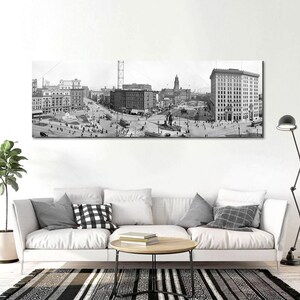 Detroit Print, Panoramic Wall Art, Detroit Wall Art, Detroit Michigan, Detroit Art, Black and White Art, Detroit Canvas, Detroit Skyline