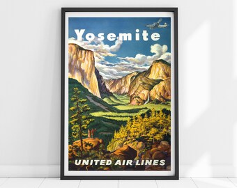 Impresión de Yosemite, 1932, Arte de pared vintage, Cartel de viaje de Yosemite, Cartel de Yosemite, Impresión de montaña, Arte de Yosemite, Cartel del Parque Nacional de Yosemite