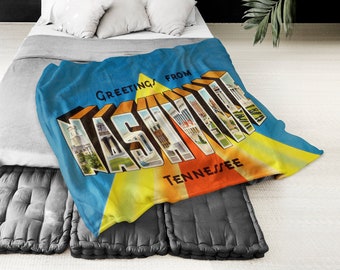 Nashville Blanket, Nashville Map, Throw Blanket, Nashville Decor, Nashville Gift, Housewarming Gift, Tennessee Art, Airbnb Decor, Nashville